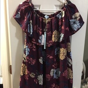 Beautiful burgundy flower dress, never worn.